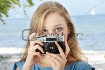 Pretty girl making photo