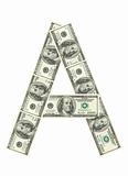 Letter A made of dollars