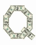 Letter Q made of dollars