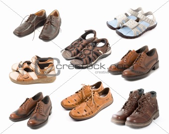 Various shoes isolated on white