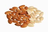 Pile of mixed almonds  isolated