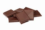 Pile of dark chocolate isolated