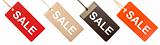 Set of paper tags with "Sale" written on them isolated