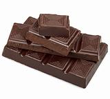 Pieces of dark chocolate isolated