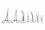 Surgical tools - scalpel, forceps, clamps, scissors - isolated