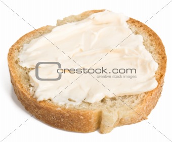 Slice of bread with cheese cream