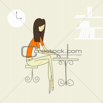 Girl working in a office