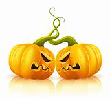 two aggressive halloween pumpkins in skirmish