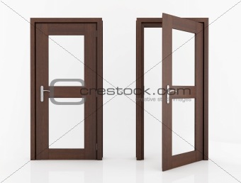 wood door with glass