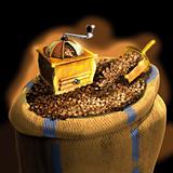 coffee grinder and bag