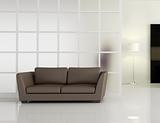 modern interior with brown leathe sofa 
