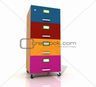 colored wooden  file drawer