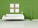 green and white minimal living-room