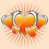 Orange love hearts, valentine or mothers day