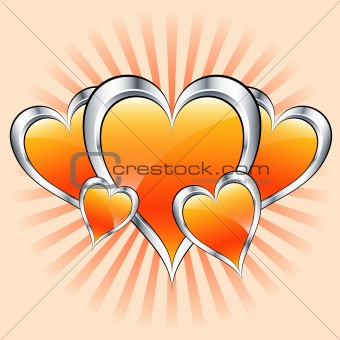 Orange love hearts, valentine or mothers day