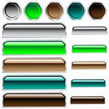 Buttons, scaleable glossy rounded rectangles and circles in assorted colors