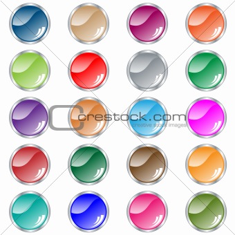Round web buttons set of 20 in assorted colors