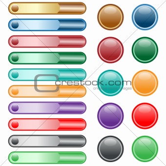 Web buttons set in assorted colors