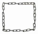 frame composed of silver metal chain links