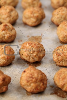 Meatballs on baking sheet