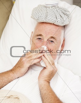 Senior Man with Flu