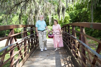 Seniors Strolling in Park