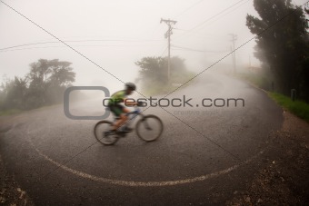 Bicyclist in the Costa Rican cloud forest
