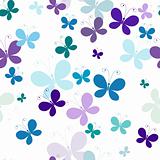 Seamless white pattern with butterflies 