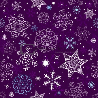 Seamless dark violet christmas pattern (vector)