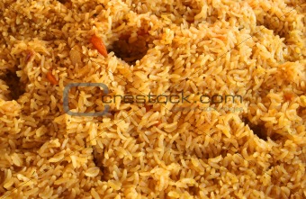 Fried rice closeup, traditional oriental food