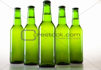 Bottles of beer against a white background