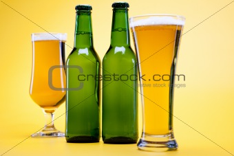Beer bottle and glass