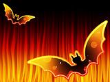 Halloween Background with Bats and Flames