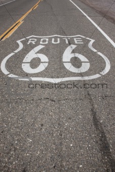 Route 66 Sign Stenciled on Highway