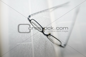 Eyeglasses Open on Book, Lensbaby