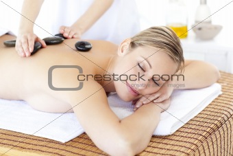 Woman getting spa treatment in a health center