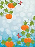 Floral background with a pumpkin