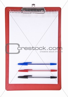 Blank clipboard with a pen
