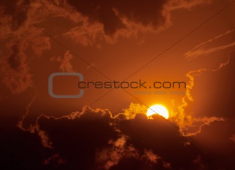 Sunset in cloudy weather