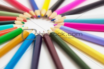 Set of wooden color pencils
