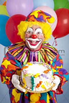 Crazy Clown with Birthday Cake