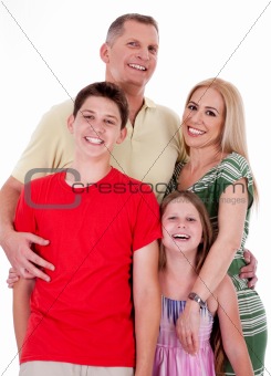 Isolated portrait of happy family