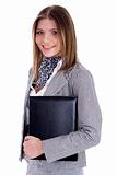 Young professional woman holding her office files