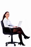 Smiling business woman with laptop