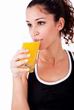 fitness girl drink a fresh juice