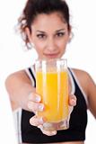fitness girl holding a fresh juice
