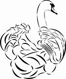 Vector tattoo style swan.