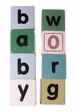 baby grow in toy play block letters with clipping path on white