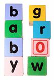 baby grow in toy play block letters with clipping path