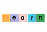 learn spelt in toy play block letters with clipping path